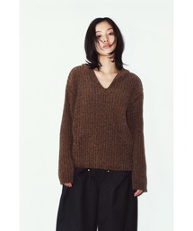 rib hoodie boucle knit