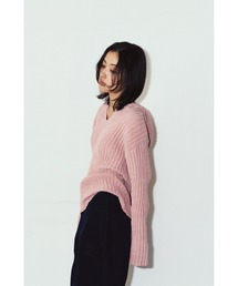 rib hoodie boucle knit