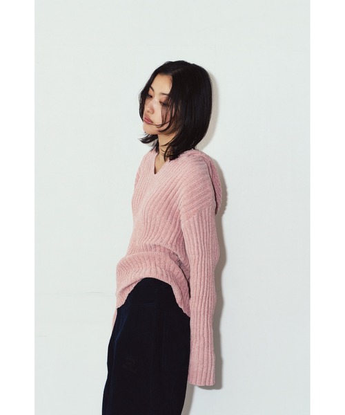 Knuth Marf（クヌースマーフ）の「rib hoodie boucle knit（ニット/セーター・レディース・ブラウン/カーキ/ピンク・FREE）」の3枚目の写真