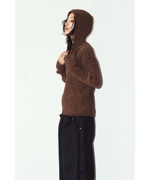 Knuth Marf（クヌースマーフ）の「rib hoodie boucle knit（ニット/セーター・レディース・ブラウン/カーキ/ピンク・FREE）」の6枚目の写真