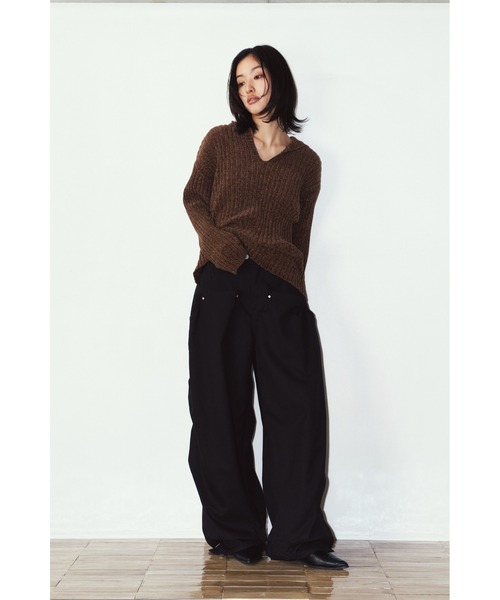 Knuth Marf（クヌースマーフ）の「rib hoodie boucle knit（ニット/セーター・レディース・ブラウン/カーキ/ピンク・FREE）」の9枚目の写真