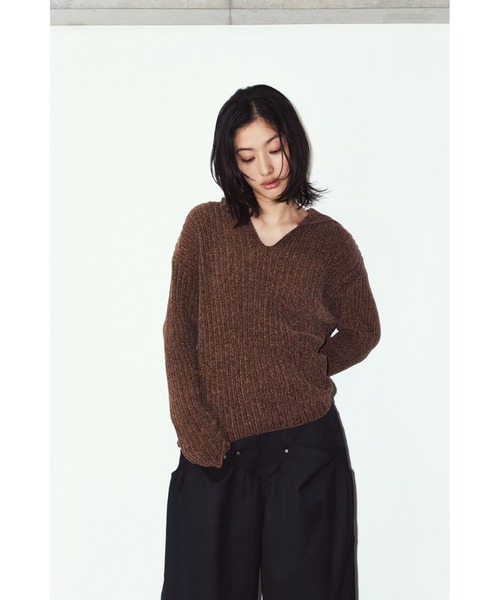 Knuth Marf（クヌースマーフ）の「rib hoodie boucle knit（ニット/セーター・レディース・ブラウン/カーキ/ピンク・FREE）」の10枚目の写真