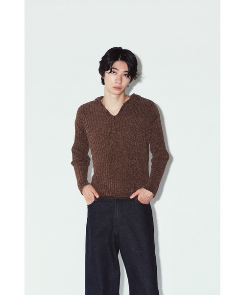 Knuth Marf（クヌースマーフ）の「rib hoodie boucle knit（ニット/セーター・レディース・ブラウン/カーキ/ピンク・FREE）」の11枚目の写真