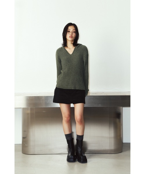 Knuth Marf（クヌースマーフ）の「rib hoodie boucle knit（ニット/セーター・レディース・ブラウン/カーキ/ピンク・FREE）」の17枚目の写真