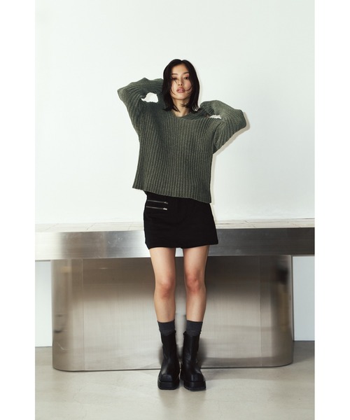 Knuth Marf（クヌースマーフ）の「rib hoodie boucle knit（ニット/セーター・レディース・ブラウン/カーキ/ピンク・FREE）」の18枚目の写真