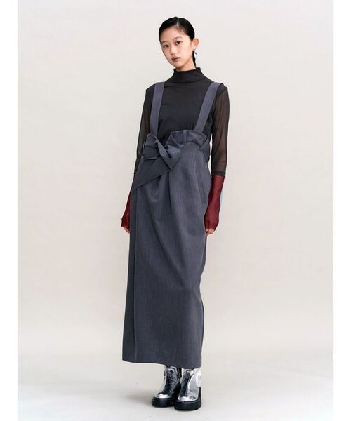 UN3D.(アンスリード)の「WRAP TWIST JUMPER DRESS / ラップツイストジャンパードレス(ワンピース・レディース・ブラック/グレー・38/36)」の4枚目の写真
