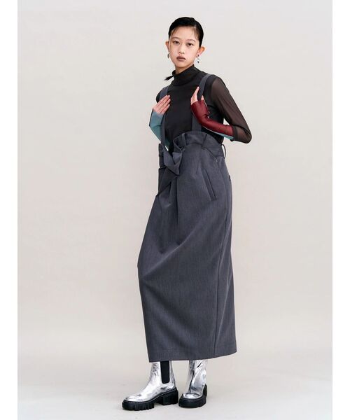 UN3D.(アンスリード)の「WRAP TWIST JUMPER DRESS / ラップツイストジャンパードレス(ワンピース・レディース・ブラック/グレー・38/36)」の5枚目の写真