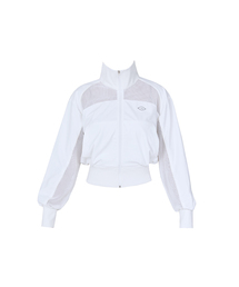 サマーメッシュ配色ジップアップ Summer Mesh Point Zip-up Jumper (White)