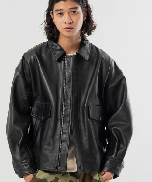 SKOOKUM(スクーカム)の「SKOOKUM-BUFFARO CALF フライト ZIP ブルゾン(ブルゾン・メンズ・ブラック・L/M)」の1枚目の写真