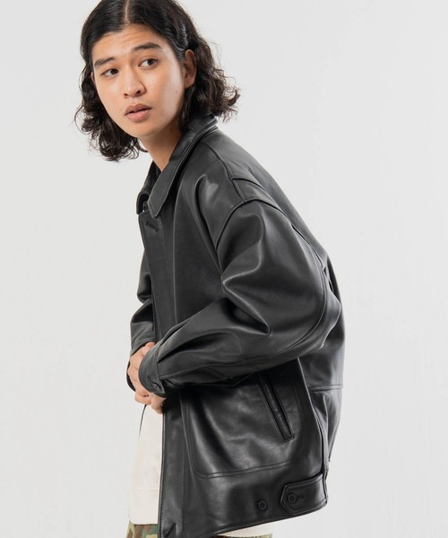SKOOKUM(スクーカム)の「SKOOKUM-BUFFARO CALF フライト ZIP ブルゾン(ブルゾン・メンズ・ブラック・L/M)」の2枚目の写真