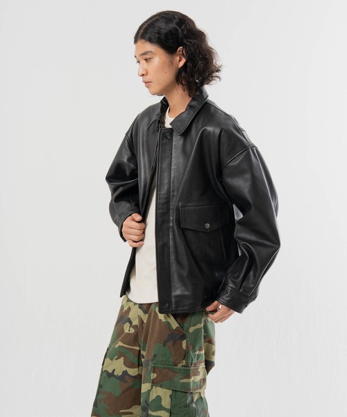 SKOOKUM(スクーカム)の「SKOOKUM-BUFFARO CALF フライト ZIP ブルゾン(ブルゾン・メンズ・ブラック・L/M)」の6枚目の写真
