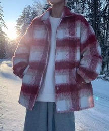 モヘア調 起毛チェックシャツジャケット