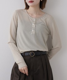 GLEAM ランダムボタンヘンリーネックTシャツ 長袖