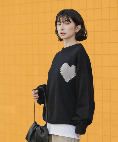 ROOPTOKYO(ループトウキョウ)の「モチーフハンド ステッチクルーネックニット メンズ レディース ユニセックス カジュアル ストリート 2026秋冬 秋服 冬服(ニット/セーター・メンズ・ネイビー/グレー/ブラック系/ブラック系1・S/M/L)」の2枚目の写真