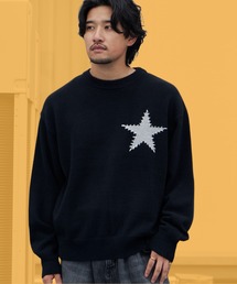 モチーフハンド ステッチクルーネックニット メンズ レディース ユニセックス カジュアル ストリート 2026秋冬 秋服 冬服