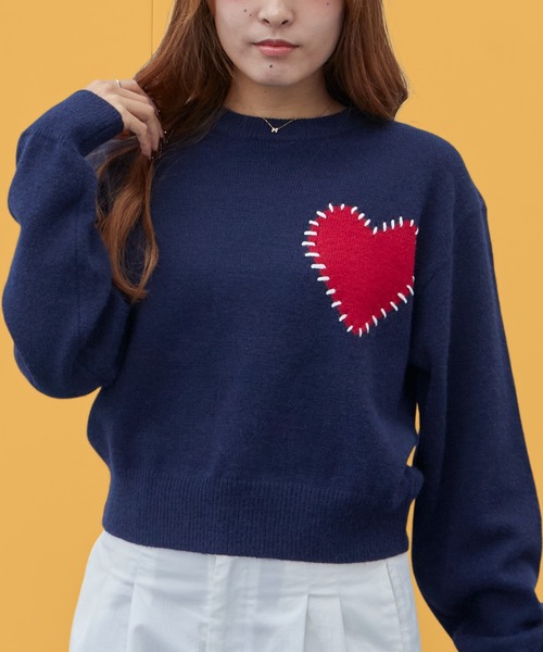 ROOPTOKYO(ループトウキョウ)の「モチーフハンド ステッチクルーネックニット メンズ レディース ユニセックス カジュアル ストリート 2026秋冬 秋服 冬服(ニット/セーター・メンズ・ネイビー/グレー/ブラック系/ブラック系1・S/M/L)」の1枚目の写真