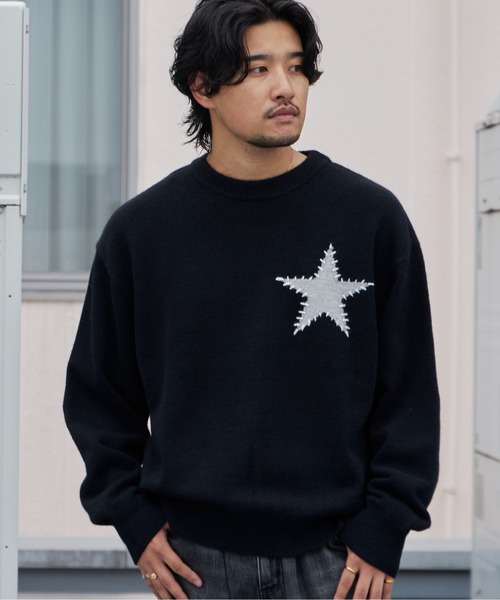ROOPTOKYO(ループトウキョウ)の「モチーフハンド ステッチクルーネックニット メンズ レディース ユニセックス カジュアル ストリート 2026秋冬 秋服 冬服(ニット/セーター・メンズ・ネイビー/グレー/ブラック系/ブラック系1・S/M/L)」の18枚目の写真