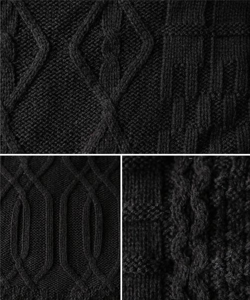 antiqua（アンティカ）の「ケーブル編みドルマンニット（ニット/セーター・レディース・ブラック/グレー・M）」の8枚目の写真