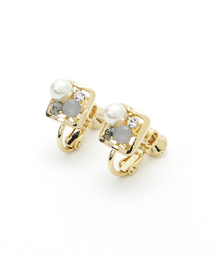 PLAIN CLOTHING | スクエアパールビジューイヤリング【PLAIN CLOTHING】(イヤリング)