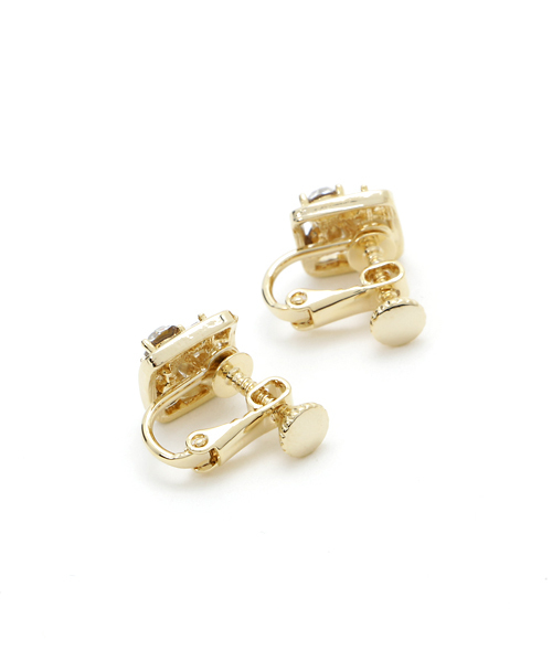 PLAIN CLOTHING（プレーンクロージング）の「スクエアパールビジューイヤリング【PLAIN CLOTHING】（イヤリング・レディース・グレー/クリア/ブラック/ブラウン・FREE）」の5枚目の写真