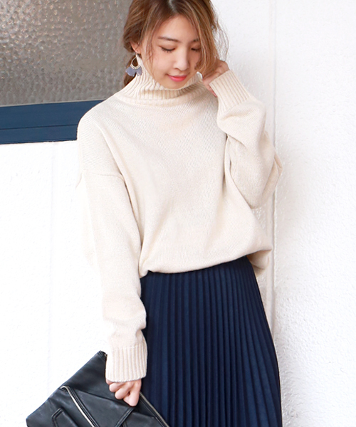 Bab Bou Jeloud（バブブージュルード）の「【Bab】メランジゆるタートルニット（ニット/セーター・レディース・ダークグレー/ピンク/オフホワイト・FREE）」の2枚目の写真