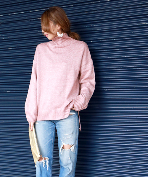 Bab Bou Jeloud（バブブージュルード）の「【Bab】メランジゆるタートルニット（ニット/セーター・レディース・ダークグレー/ピンク/オフホワイト・FREE）」の11枚目の写真