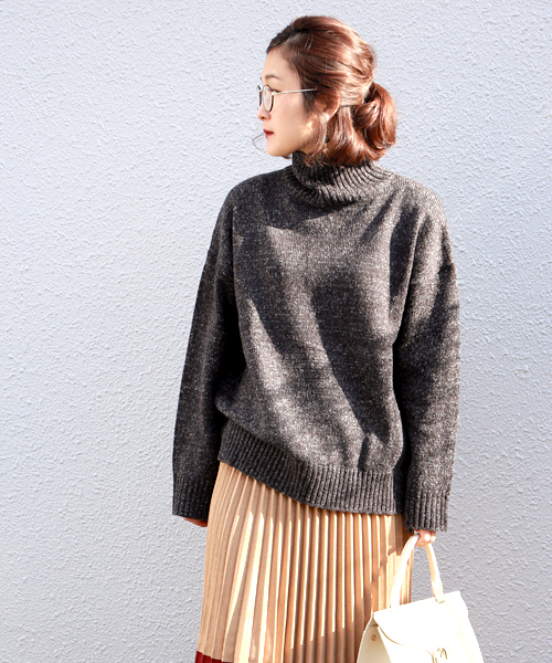 Bab Bou Jeloud（バブブージュルード）の「【Bab】メランジゆるタートルニット（ニット/セーター・レディース・ダークグレー/ピンク/オフホワイト・FREE）」の15枚目の写真