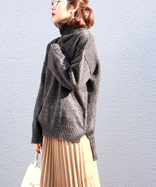 Bab Bou Jeloud（バブブージュルード）の「【Bab】メランジゆるタートルニット（ニット/セーター・レディース・ダークグレー/ピンク/オフホワイト・FREE）」の16枚目の写真