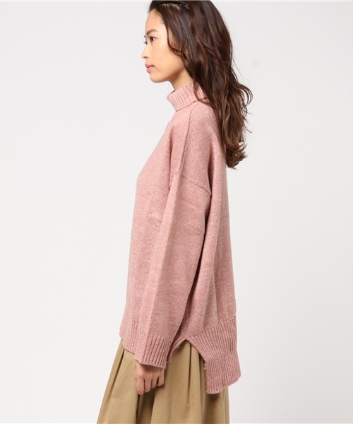 Bab Bou Jeloud（バブブージュルード）の「【Bab】メランジゆるタートルニット（ニット/セーター・レディース・ダークグレー/ピンク/オフホワイト・FREE）」の5枚目の写真