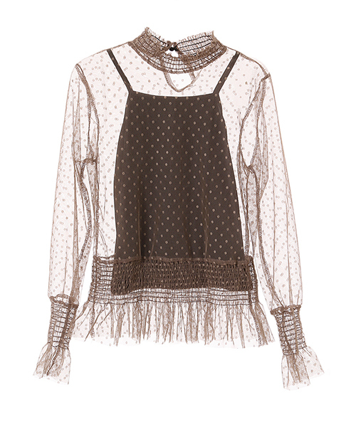 fifth（フィフス）の「ドットチュールブラウス（シャツ/ブラウス・レディース・モカ/ベージュ/ブラック・MEDIUM）」の19枚目の写真
