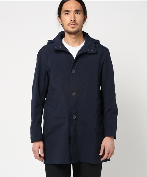 GLOSTER（グロスター）の「ナイロンオックス フード付ロングコート（ステンカラーコート・メンズ・オリーブ/ネイビー・L/S/M/XL）」の3枚目の写真