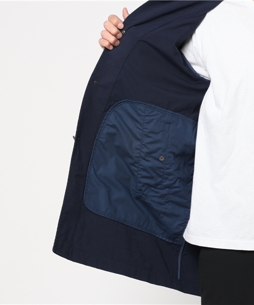 GLOSTER（グロスター）の「ナイロンオックス フード付ロングコート（ステンカラーコート・メンズ・オリーブ/ネイビー・L/S/M/XL）」の8枚目の写真