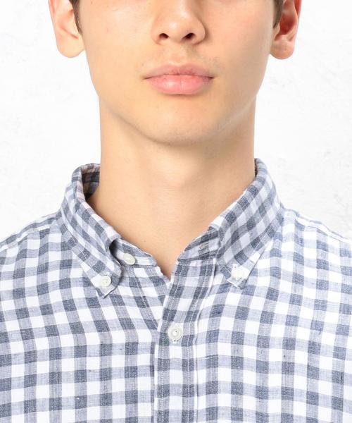 green label relaxing（グリーンレーベルリラクシング）の「KT FRENCH/LI TOP/ギンガムチェック ボタンダウンシャツ ◆（シャツ/ブラウス・メンズ・グレー/ネイビー・X-LARGE/SMALL/MEDIUM/LARGE）」の13枚目の写真