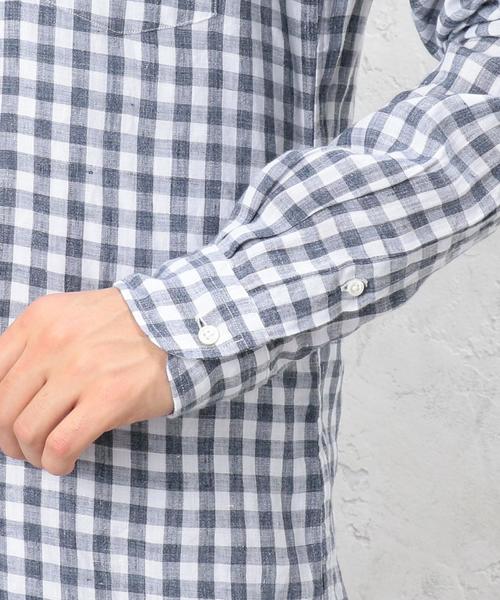 green label relaxing（グリーンレーベルリラクシング）の「KT FRENCH/LI TOP/ギンガムチェック ボタンダウンシャツ ◆（シャツ/ブラウス・メンズ・グレー/ネイビー・X-LARGE/SMALL/MEDIUM/LARGE）」の14枚目の写真