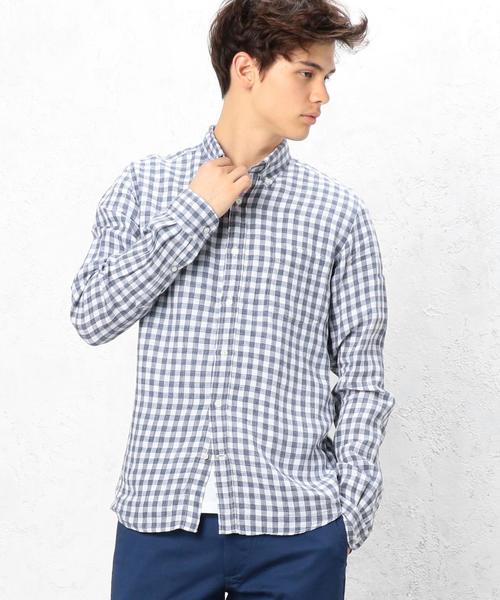 green label relaxing（グリーンレーベルリラクシング）の「KT FRENCH/LI TOP/ギンガムチェック ボタンダウンシャツ ◆（シャツ/ブラウス・メンズ・グレー/ネイビー・X-LARGE/SMALL/MEDIUM/LARGE）」の10枚目の写真