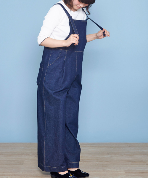 POU DOU DOU（プードゥドゥ）の「オーバーオール（サロペット/オーバーオール・レディース・キナリ/インディゴブルー/ブラック・3）」の3枚目の写真