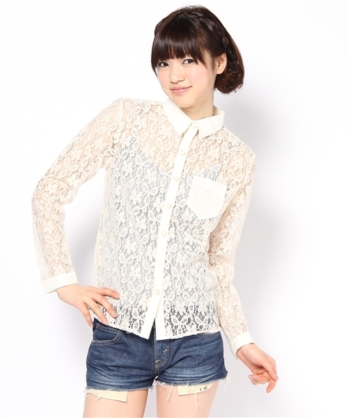 WEGO（ウィゴー）の「総レースLSシャツ（シャツ/ブラウス・レディース・オフホワイト/ナチュラル・FREE）」の2枚目の写真