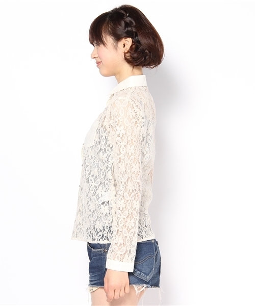 WEGO（ウィゴー）の「総レースLSシャツ（シャツ/ブラウス・レディース・オフホワイト/ナチュラル・FREE）」の3枚目の写真