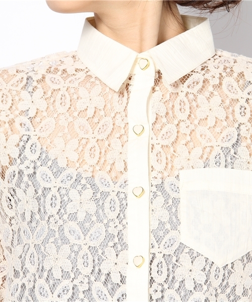 WEGO（ウィゴー）の「総レースLSシャツ（シャツ/ブラウス・レディース・オフホワイト/ナチュラル・FREE）」の5枚目の写真