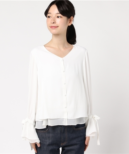 LOVELESS（ラブレス）の「【LOVELESS】WOMENS リボンフレアブラウス（シャツ/ブラウス・レディース・オフホワイト・34/36）」の2枚目の写真