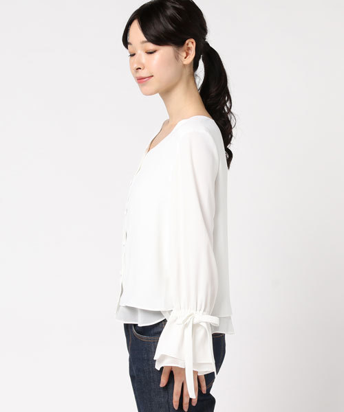 LOVELESS（ラブレス）の「【LOVELESS】WOMENS リボンフレアブラウス（シャツ/ブラウス・レディース・オフホワイト・34/36）」の3枚目の写真