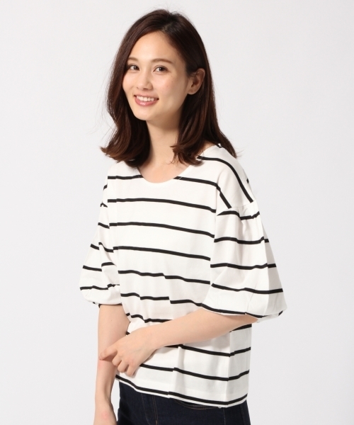 GLOBAL WORK（グローバルワーク）の「スーピマボリュームスリーブプルオーバー/761817（Tシャツ/カットソー・レディース・オレンジ系その他/ベージュ系その他/ブラック/その他/ホワイト・MEDIUM/LARGE/SMALL）」の5枚目の写真