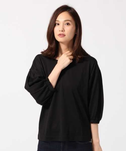 GLOBAL WORK（グローバルワーク）の「スーピマボリュームスリーブプルオーバー/761817（Tシャツ/カットソー・レディース・オレンジ系その他/ベージュ系その他/ブラック/その他/ホワイト・MEDIUM/LARGE/SMALL）」の2枚目の写真