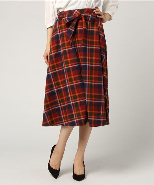 AMERICAN HOLIC(アメリカンホリック)の「・ベルト付チェックフレアスカート(スカート・レディース・ネイビー/グレー/レッド/ダークグレー/ブルーグリーン/ダークベージュ/ダークネイビー・FREE)」の7枚目の写真