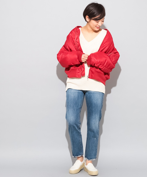 CIAOPANIC（チャオパニック）の「ビッグシルエットMA-1（MA-1・レディース・ベージュ/レッド/カーキ・FREE）」の16枚目の写真