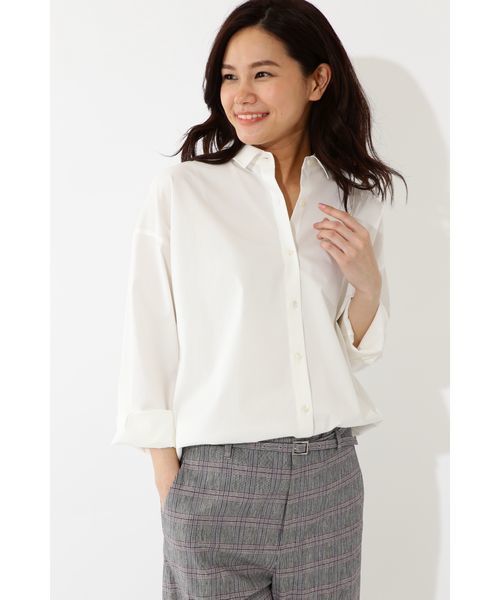 22 OCTOBRE（ヴァンドゥ－オクトーブル）の「◆ストレッチブロードシャツ（シャツ/ブラウス・レディース・ホワイト/オフホワイト/グリーン・38）」の19枚目の写真