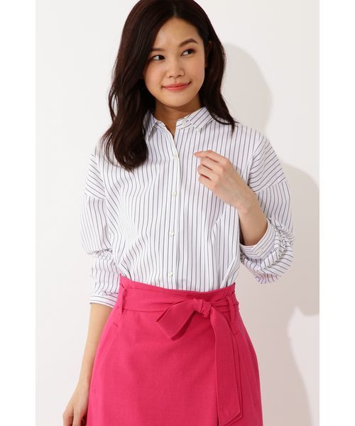 22 OCTOBRE（ヴァンドゥ－オクトーブル）の「◆ストレッチブロードシャツ（シャツ/ブラウス・レディース・ホワイト/オフホワイト/グリーン・38）」の20枚目の写真