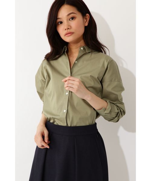 22 OCTOBRE（ヴァンドゥ－オクトーブル）の「◆ストレッチブロードシャツ（シャツ/ブラウス・レディース・ホワイト/オフホワイト/グリーン・38）」の21枚目の写真