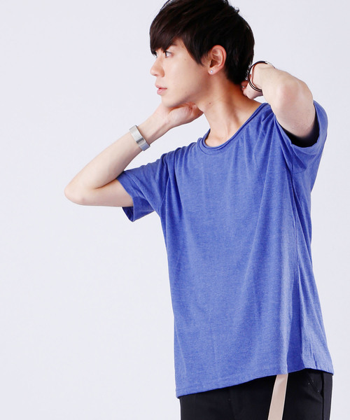 MONO-MART（モノマート）の「ツインロールネック Uネックカットソー  T/C(1/2 sleeve)（Tシャツ/カットソー・メンズ・ホワイト/オートミール/グレー/ワイン/エメラルド/カーキ/ブラウン/ネイビー/レッド/チャコール/ブラック/ブルー系その他/スモークピンク/ロイヤルブルー・L/M/S/XL）」の11枚目の写真