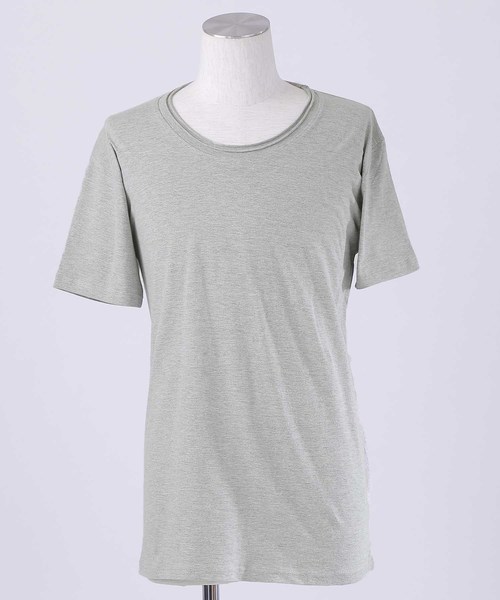 MONO-MART（モノマート）の「ツインロールネック Uネックカットソー  T/C(1/2 sleeve)（Tシャツ/カットソー・メンズ・ホワイト/オートミール/グレー/ワイン/エメラルド/カーキ/ブラウン/ネイビー/レッド/チャコール/ブラック/ブルー系その他/スモークピンク/ロイヤルブルー・L/M/S/XL）」の18枚目の写真